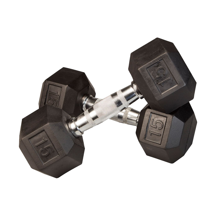 15 lb Rubber Coated Hex Dumbbell
