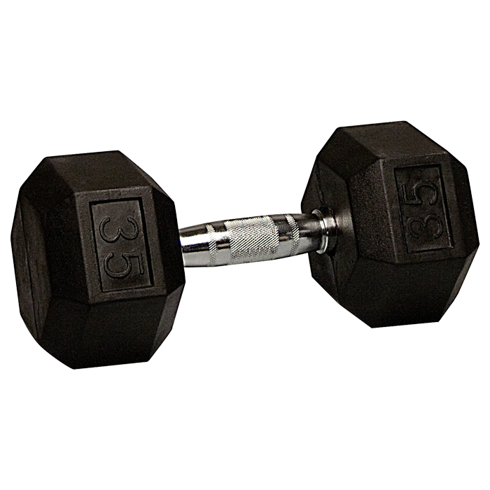 35 lb Rubber Coated Hex Dumbbell