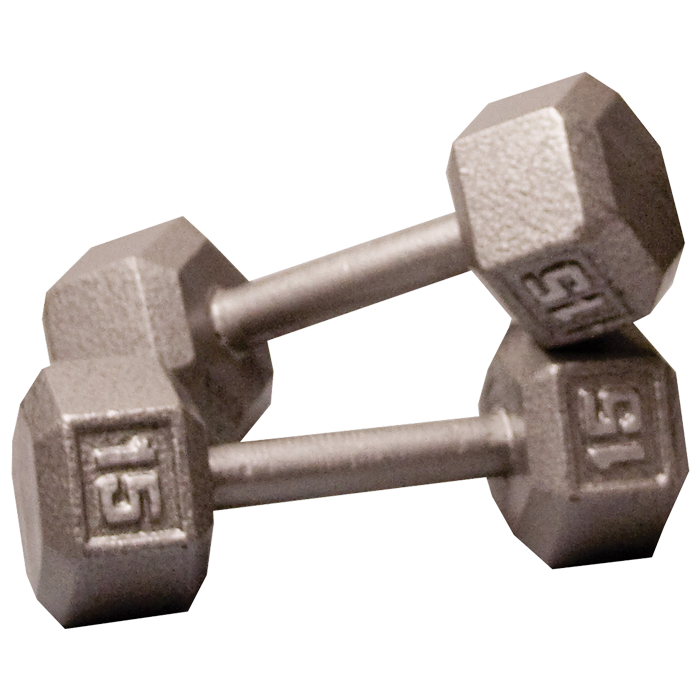 Body-Solid Cast Iron Hex Dumbbell - 15 Lb.