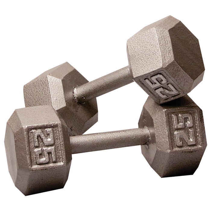 Body-Solid Cast Iron Hex Dumbbell - 25 Lb.