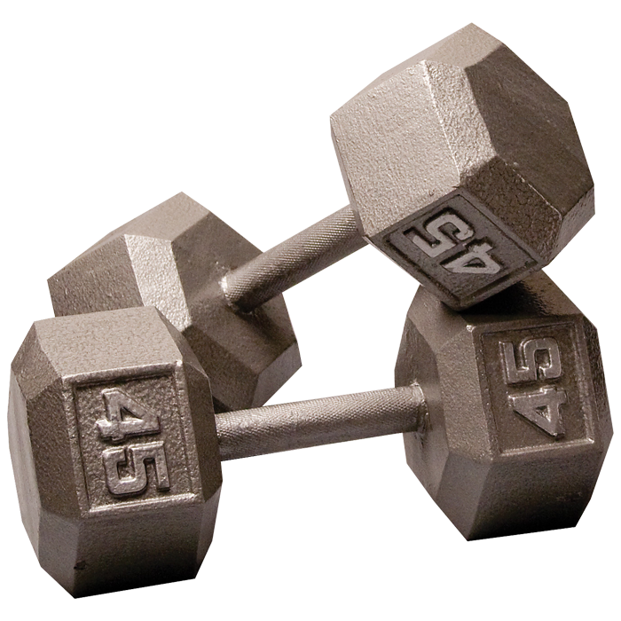 Body-Solid Cast Iron Hex Dumbbell - 45 Lb.
