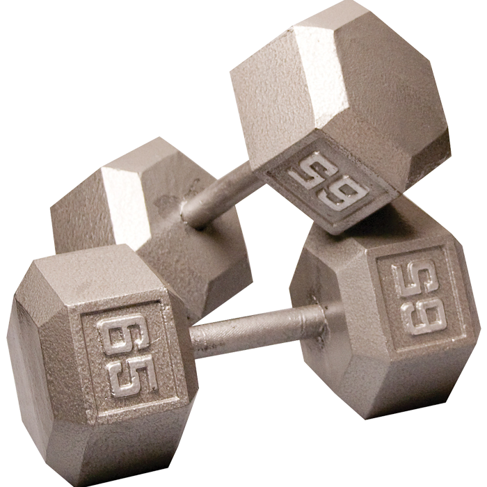 Body-Solid Cast Iron Hex Dumbbell - 65 Lb.