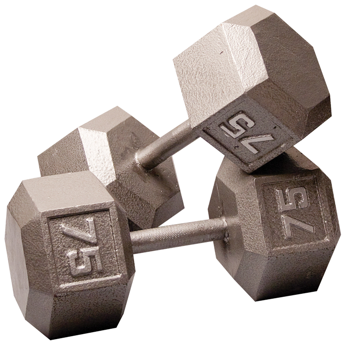 Body-Solid Cast Iron Hex Dumbbell - 75 Lb.