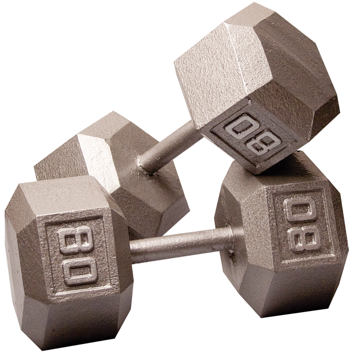 Body-Solid Cast Iron Hex Dumbbell - 80 Lb.