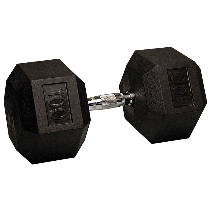 100 lb Rubber Coated Hex Dumbbell