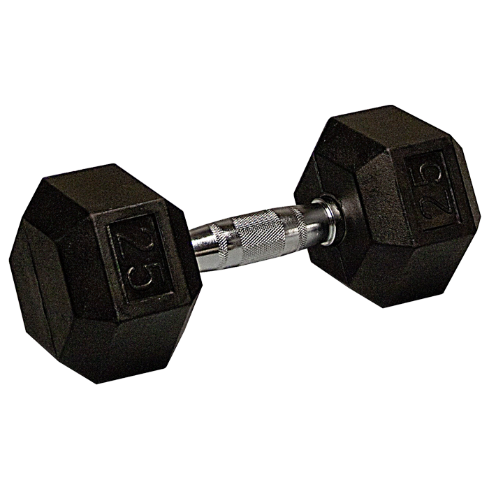 25 lb Rubber Coated Hex Dumbbell