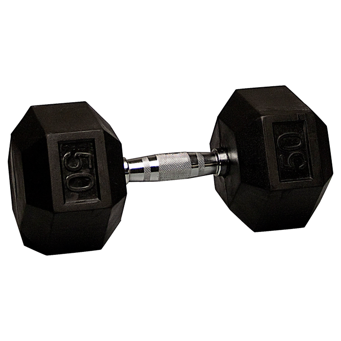 50 lb Rubber Coated Hex Dumbbell