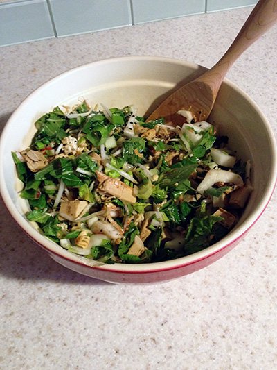 Ramen and bok choy salad