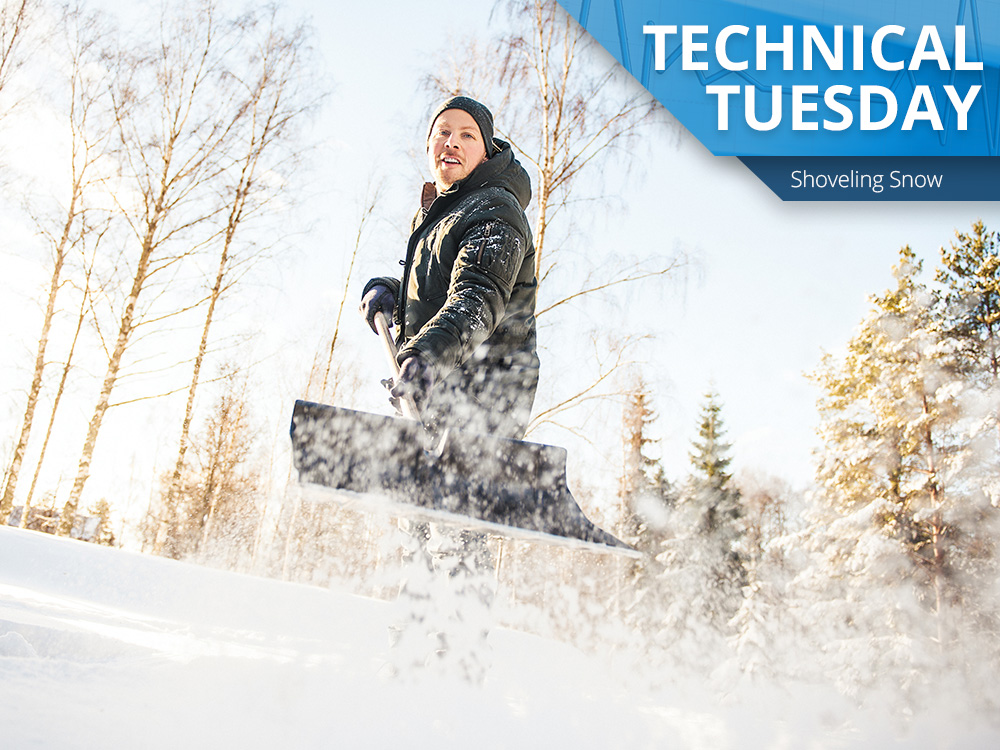 Shoveling snow is part of our Technical Tuesday tips this week. Make shoveling snow your workout!